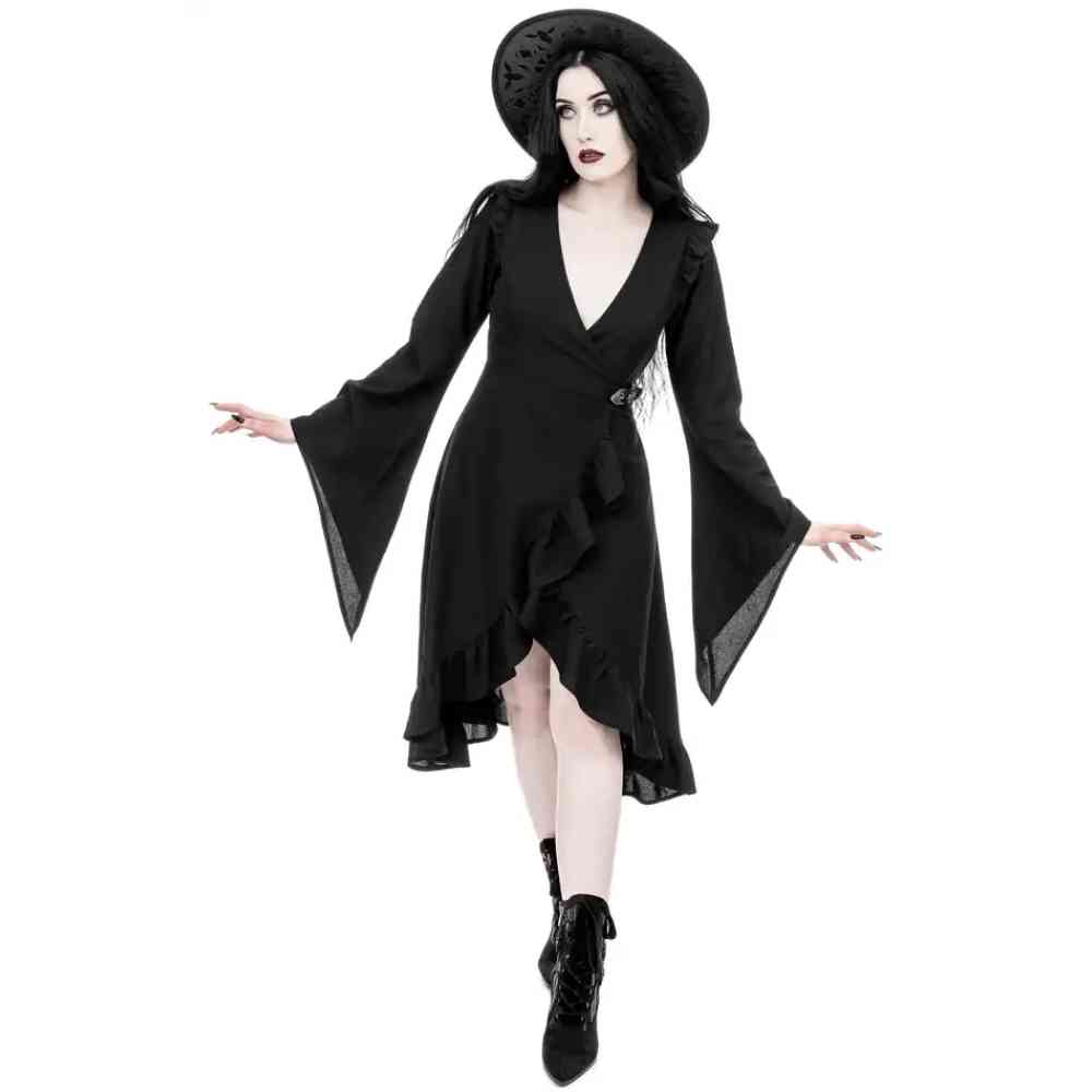 Restyle - Cathedralis Buckle Pikes Wrap dress - Black